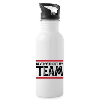 Never without my Team | Colors can be changed - Water bottle with straw - white - Right