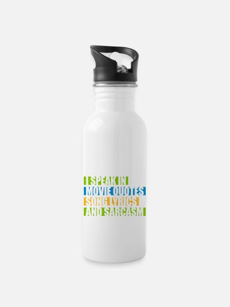 speak lyrics and sarcasm - Water bottle with straw - white