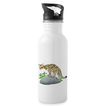 kleiner Ozelot - Trinkflasche mit integriertem Trinkhalm - Weiß - Rechts