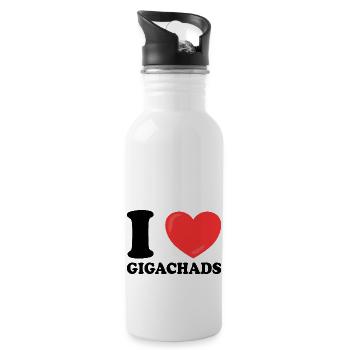 Ich liebe Les Gigachads Meme Funny - Trinkflasche mit integriertem Trinkhalm - Weiß - Rechts