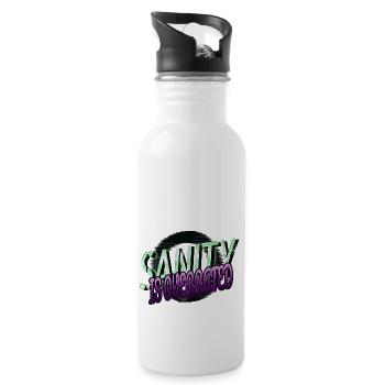 books and wine book cat wine gift idea book fan - Water bottle with straw - white - Right