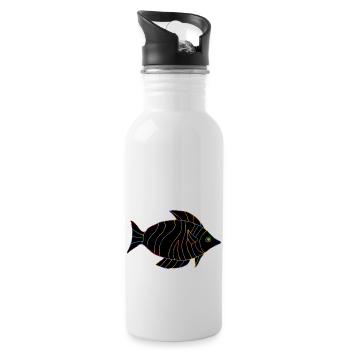Fisch - Trinkflasche mit integriertem Trinkhalm - Weiß - Rechts