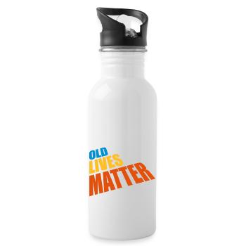 old lives matter quote - Water bottle with straw - white - Right