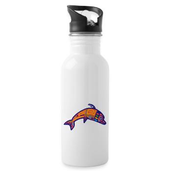 Inca culture, dolphin - Water bottle with straw - white - Right