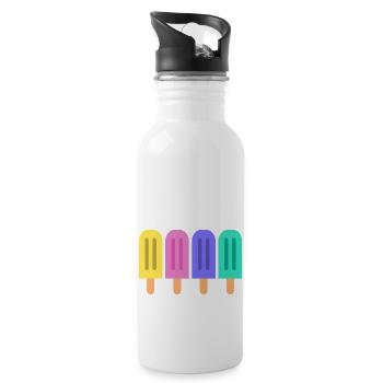 Colourful ice-cream - Water bottle with straw - white - Right