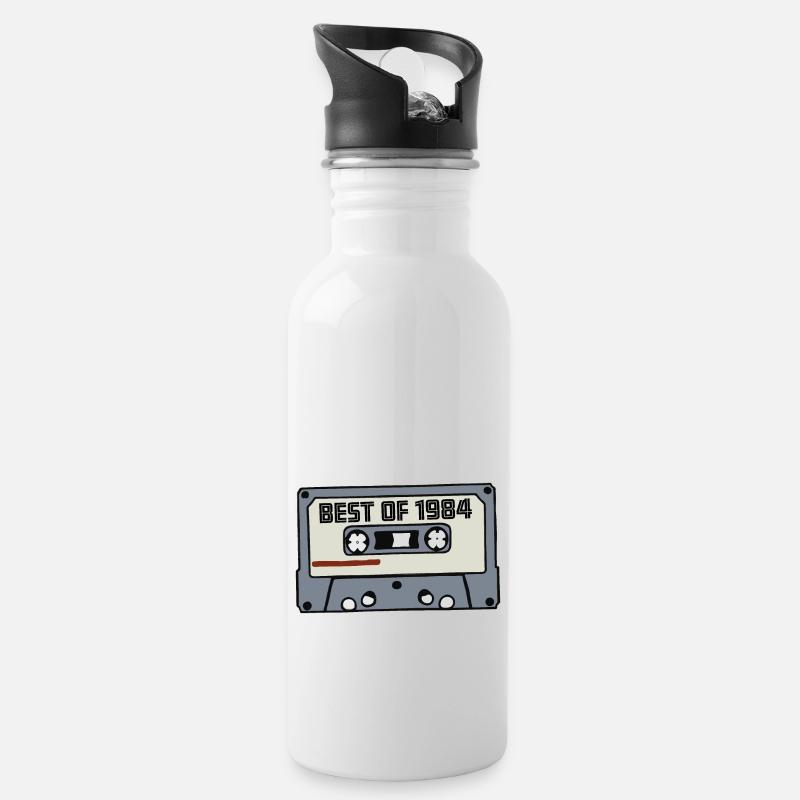 Best of 1984 - Geburtstag Retro Geschenkidee - Trinkflasche mit integriertem Trinkhalm - Weiß