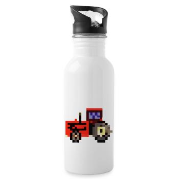 Tracteur idée cadeau pixélisé pixel tracteur - Gourde avec paille intégrée - blanc - Droite