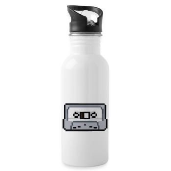 Cassette Idée cadeau rétro pixélisée - Gourde avec paille intégrée - blanc - Droite