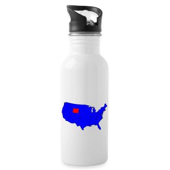 State of Wyoming Location - Water bottle with straw - white - Right