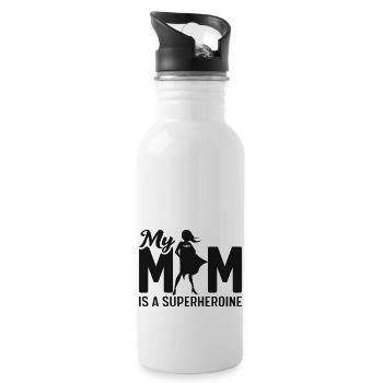 My Mom Is A Superheroine - Water bottle with straw - white - Right