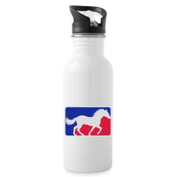 Cheval de sport rouge bleu - Gourde avec paille intégrée - blanc - Droite