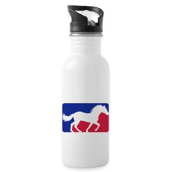 Cheval Rouge Bleu Sport - Gourde avec paille intégrée - blanc - Droite