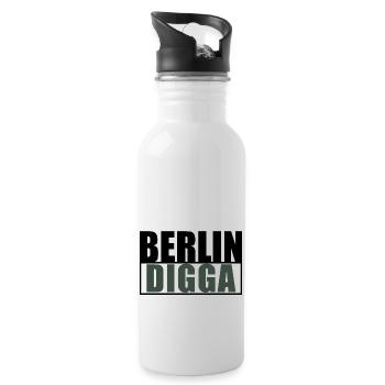 Berlin Digga Freshes Design deiner Lieblingsstadt - Trinkflasche mit integriertem Trinkhalm - Weiß - Rechts