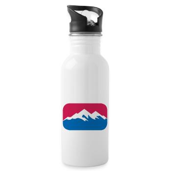 Berge Wandern Logo Schnee Alpen lustiges Geschenk - Trinkflasche mit integriertem Trinkhalm - Weiß - Rechts