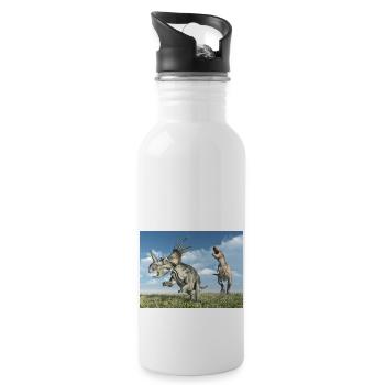 Tyrannosaurus Rex et Styracosaurus - Gourde avec paille intégrée - blanc - Droite