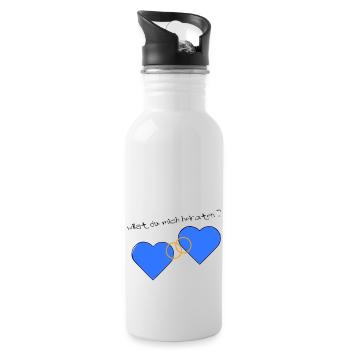 Heiratsantrag blau blau - Trinkflasche mit integriertem Trinkhalm - Weiß - Rechts