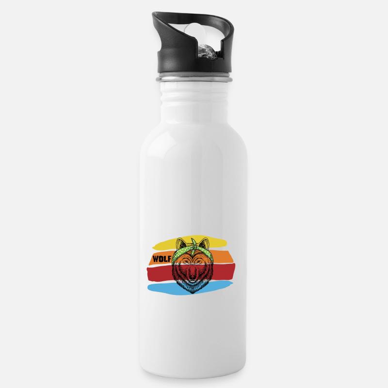 WOLF - Trinkflasche mit integriertem Trinkhalm - Weiß