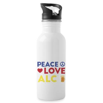 Peace Love Alcohol Geschenk - Trinkflasche mit integriertem Trinkhalm - Weiß - Rechts