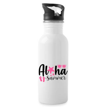 aloha summer - Trinkflasche mit integriertem Trinkhalm - Weiß - Rechts