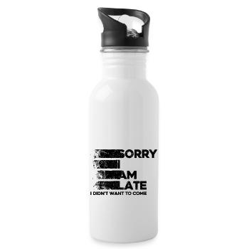 Sorry I'm Late, I Didn't Want To Come Gift - Water bottle with straw - white - Right