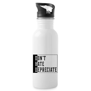 Don't Hate Depreciate - Accountant Funny Gift - Water bottle with straw - white - Right