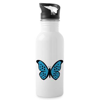 Schmetterling - Trinkflasche mit integriertem Trinkhalm - Weiß - Rechts