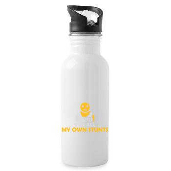 all my own stunts - Water bottle with straw - white - Right