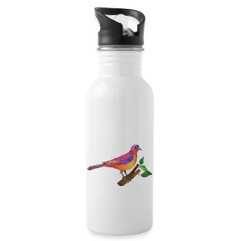 Vogel - Trinkflasche mit integriertem Trinkhalm - Weiß - Rechts