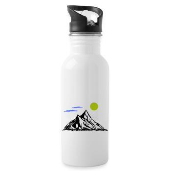 Berge - Trinkflasche mit integriertem Trinkhalm - Weiß - Rechts