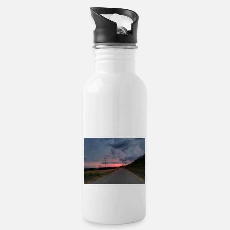 Abendsonne - Trinkflasche mit integriertem Trinkhalm - Weiß
