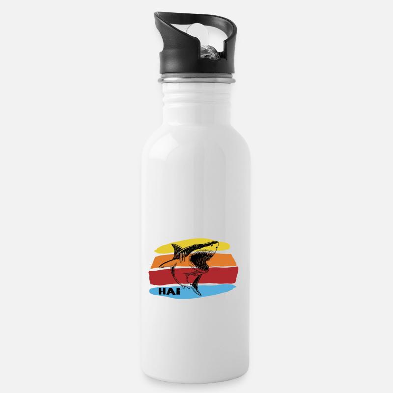 Requin - Gourde avec paille intégrée - blanc