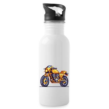 Moto rétro 16 bits au look pixel vintage - Gourde avec paille intégrée - blanc - Droite