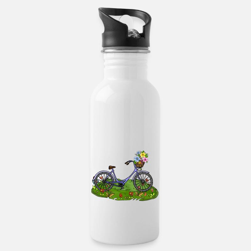 Fahrrad - Trinkflasche mit integriertem Trinkhalm - Weiß