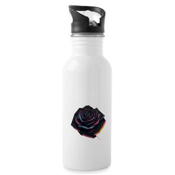 Abstrakte Rose - Trinkflasche mit integriertem Trinkhalm - Weiß - Rechts