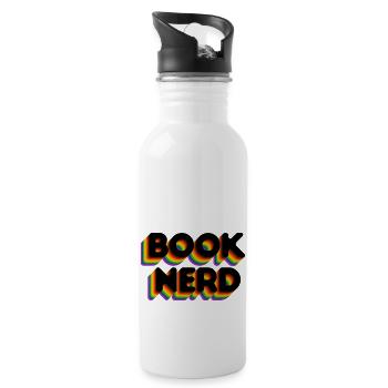 Book Nerd, Literary Gift - Water bottle with straw - white - Right