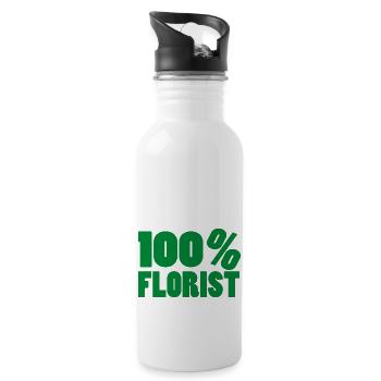 Flower Blume Pflanze - Trinkflasche mit integriertem Trinkhalm - Weiß - Rechts