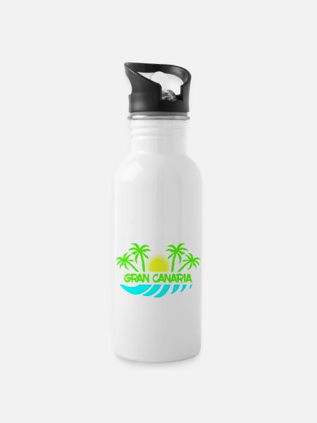 gran canaria - Trinkflasche mit integriertem Trinkhalm - Weiß