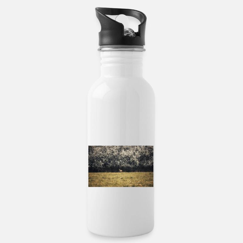 Junges Reh - Trinkflasche mit integriertem Trinkhalm - Weiß