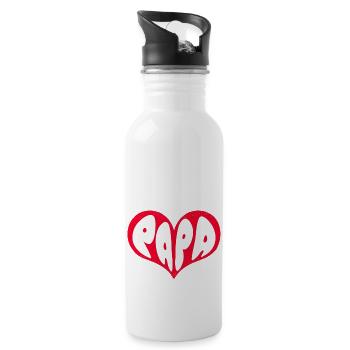Herz Papa Liebe Vatertag - Trinkflasche mit integriertem Trinkhalm - Weiß - Rechts