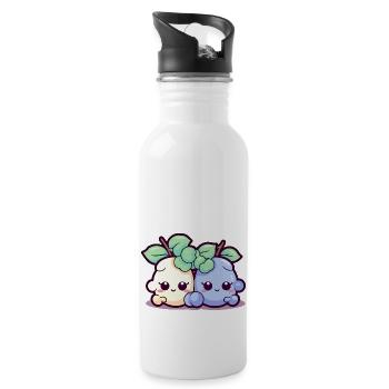 Mak et bok les raisins kawaii - Gourde avec paille intégrée - blanc - Droite