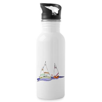 Segelboote - Trinkflasche mit integriertem Trinkhalm - Weiß - Rechts