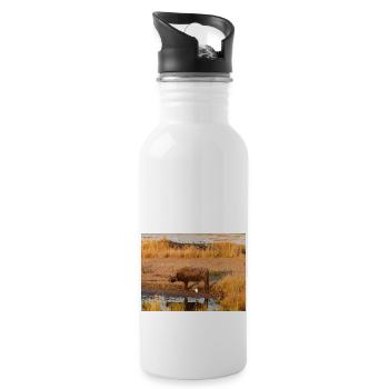 African herd of Cape buffalo Namibia Africa - Water bottle with straw - white - Right