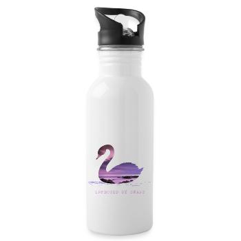Schwan Schwäne im Sunset Schwanverliebt am Teich - Trinkflasche mit integriertem Trinkhalm - Weiß - Rechts