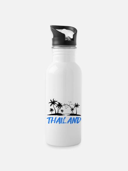 thailand - Trinkflasche mit integriertem Trinkhalm - Weiß