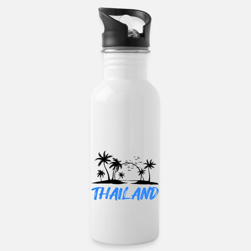 thailand - Trinkflasche mit integriertem Trinkhalm - Weiß