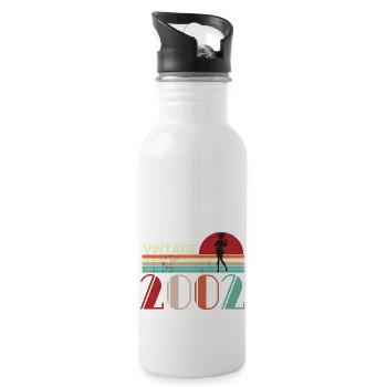 Vintage Birthday retro sunset design - Water bottle with straw - white - Right