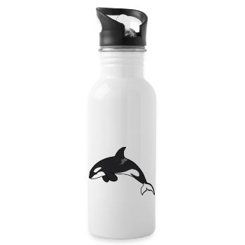 Meerestiere - Trinkflasche mit integriertem Trinkhalm - Weiß - Rechts