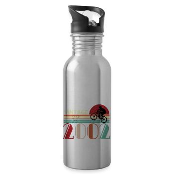 Vintage Geburtstag Retro Sonnenuntergang Design - Trinkflasche mit integriertem Trinkhalm - Lightsilver - Rechts
