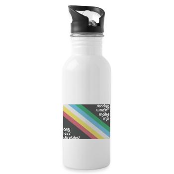 Staring Won't Make Me Any Less Disabled Pride Flag - Water bottle with straw - white - Right