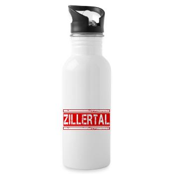 Zillertal- Österreich - Trinkflasche mit integriertem Trinkhalm - Weiß - Rechts